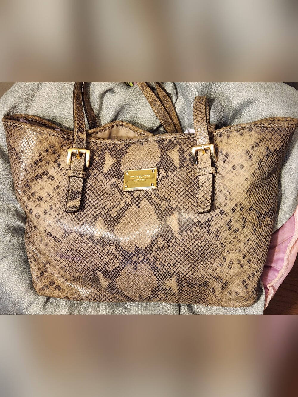 Michael Kors Python Embossed Leather Lenox Tote Bag
